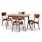 Baxton Studio Katya Mid-Century Modern Walnut Brown Finished Wood 5-Piece Dining Set 183-11637-11644-Zoro - alternate 3